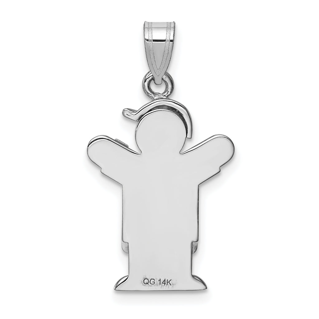 14K White Gold AA Diamond Kid Pendant