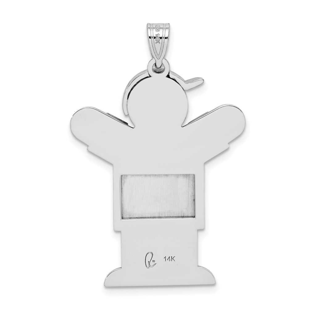 14K White Gold AA Diamond Kid Pendant