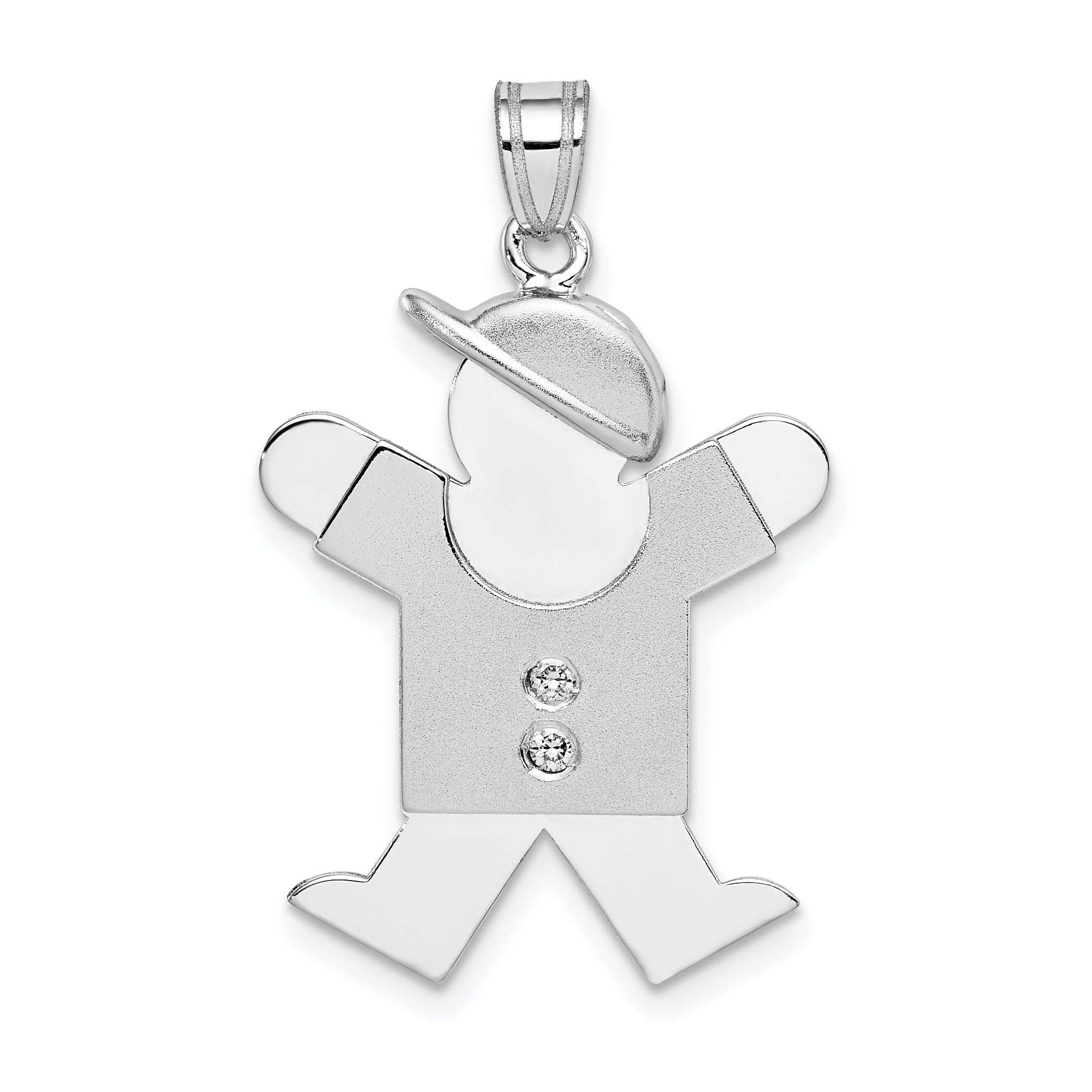 14k White Gold AAA Diamond Kid Pendant