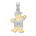 14k Two-tone AAA Diamond Kid Pendant