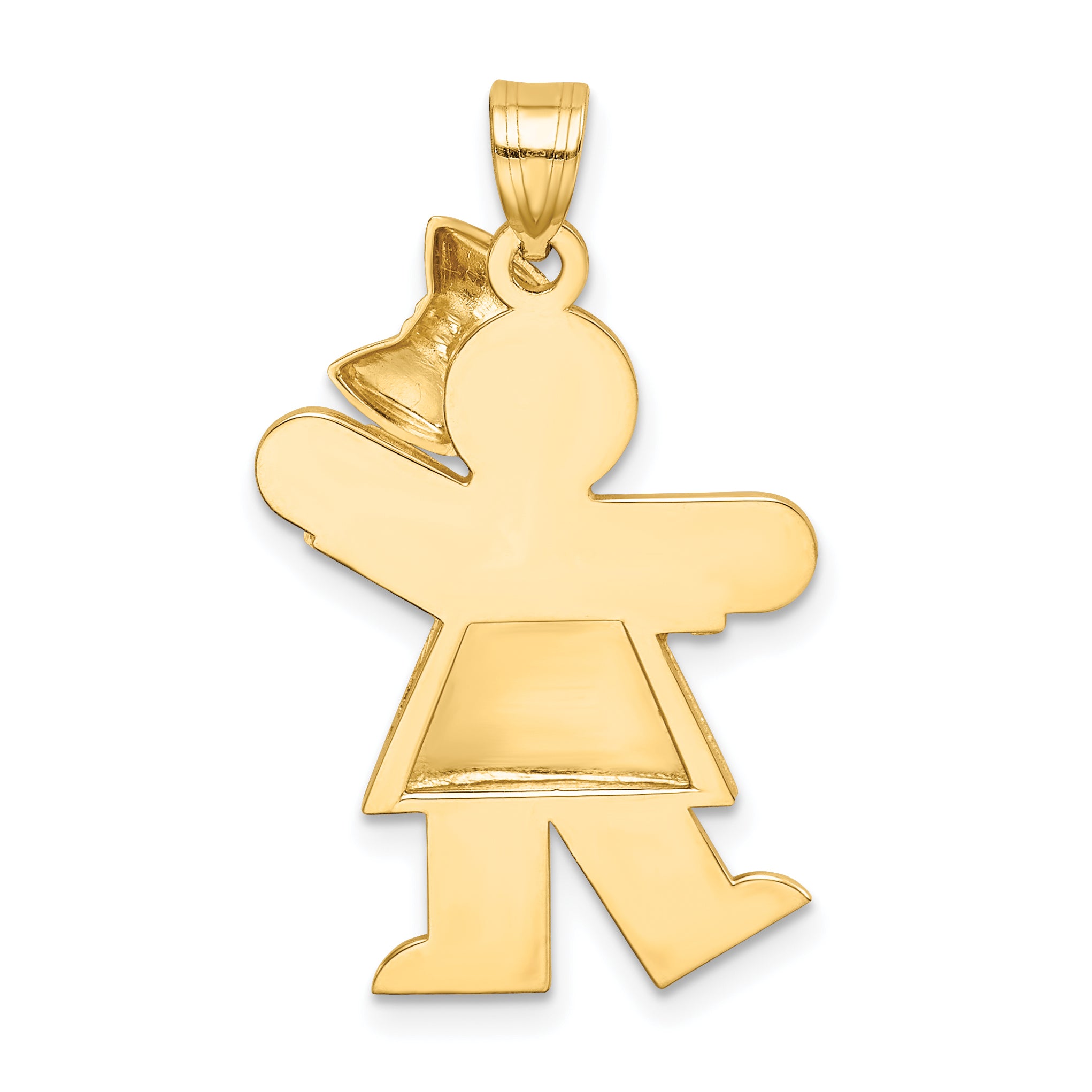 14K Puffed Girl with Bow on Right Engravable Charm