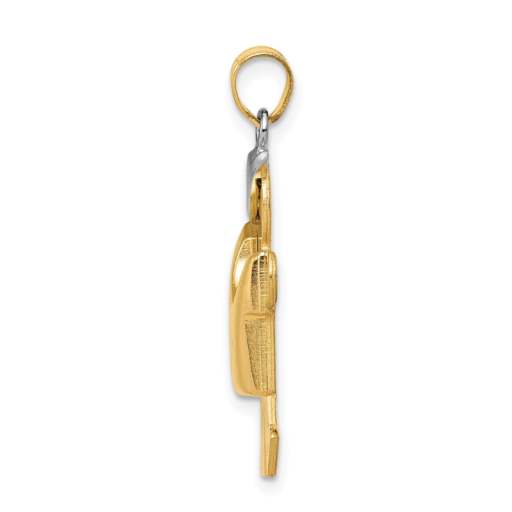 14k Two-Tone Puffed Boy with Hat on Left Engravable Charm Secondary image