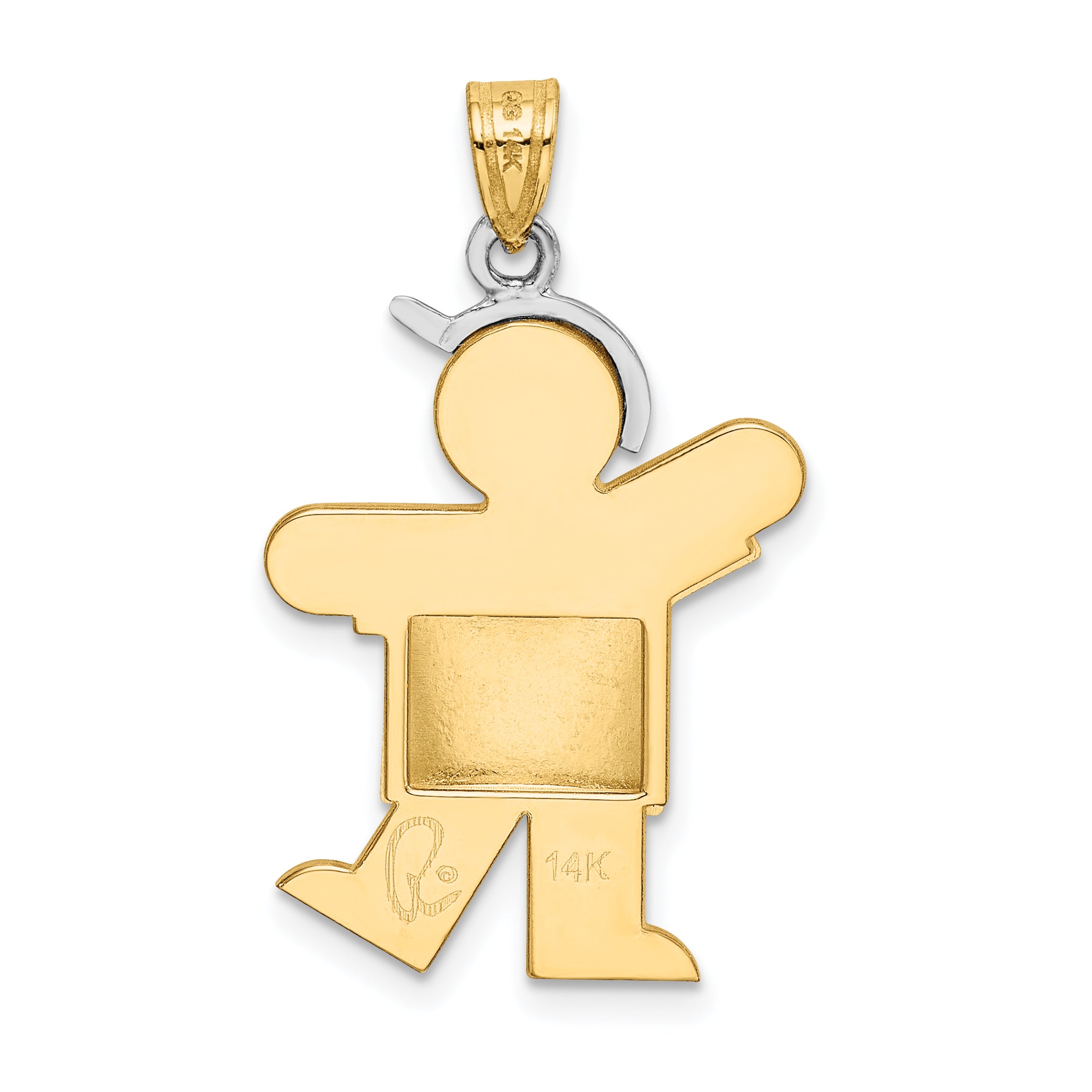 14k Two-Tone Puffed Boy with Hat on Left Engravable Charm
