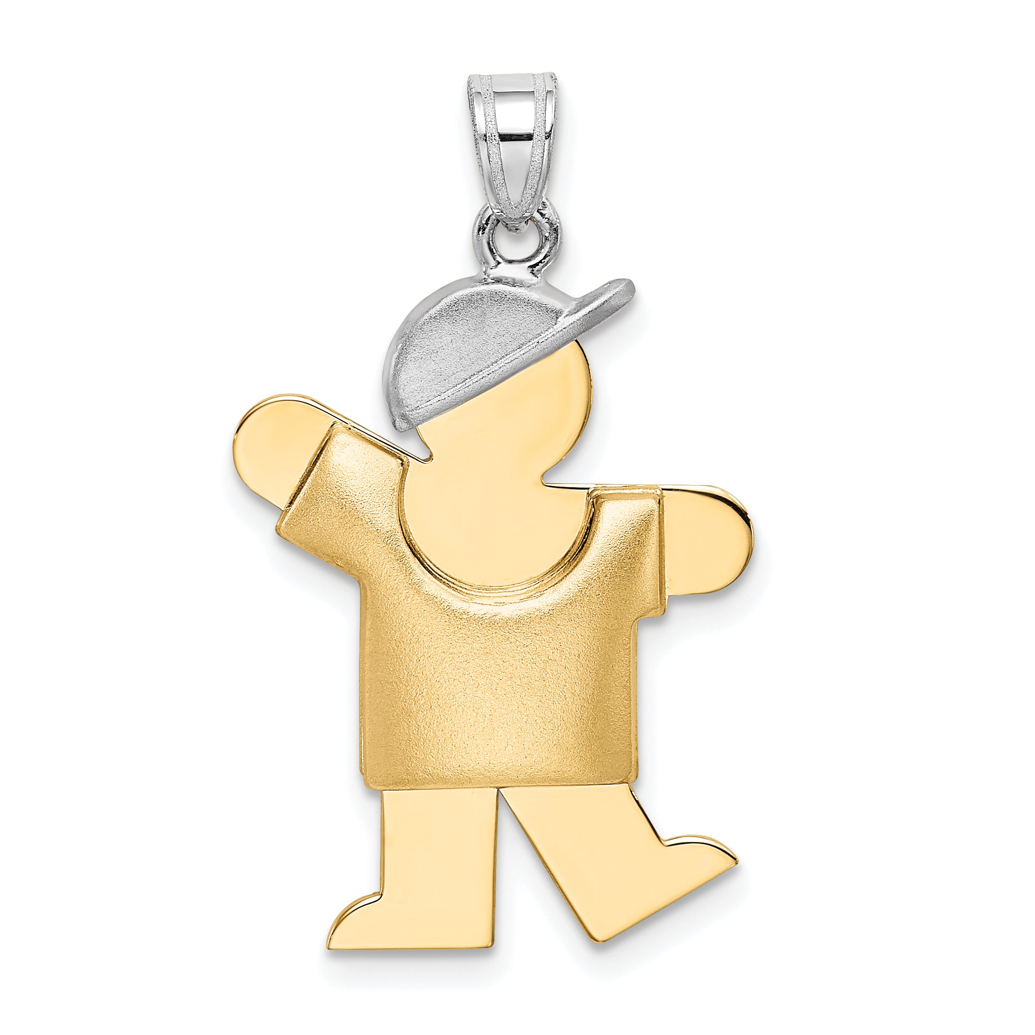 14k Two-Tone Puffed Boy with Hat on Left Engravable Charm Main image
