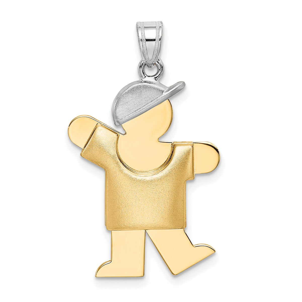 14k Two-Tone Puffed Boy with Hat on Left Engravable Charm