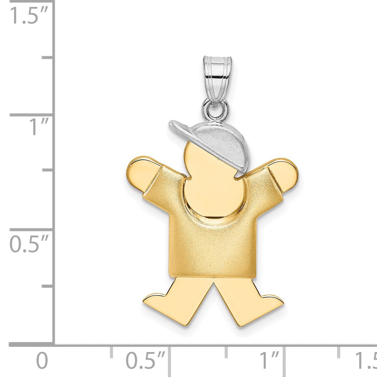 14K Two-Tone Puffed Boy with Hat on Right Engravable Charm Secondary image