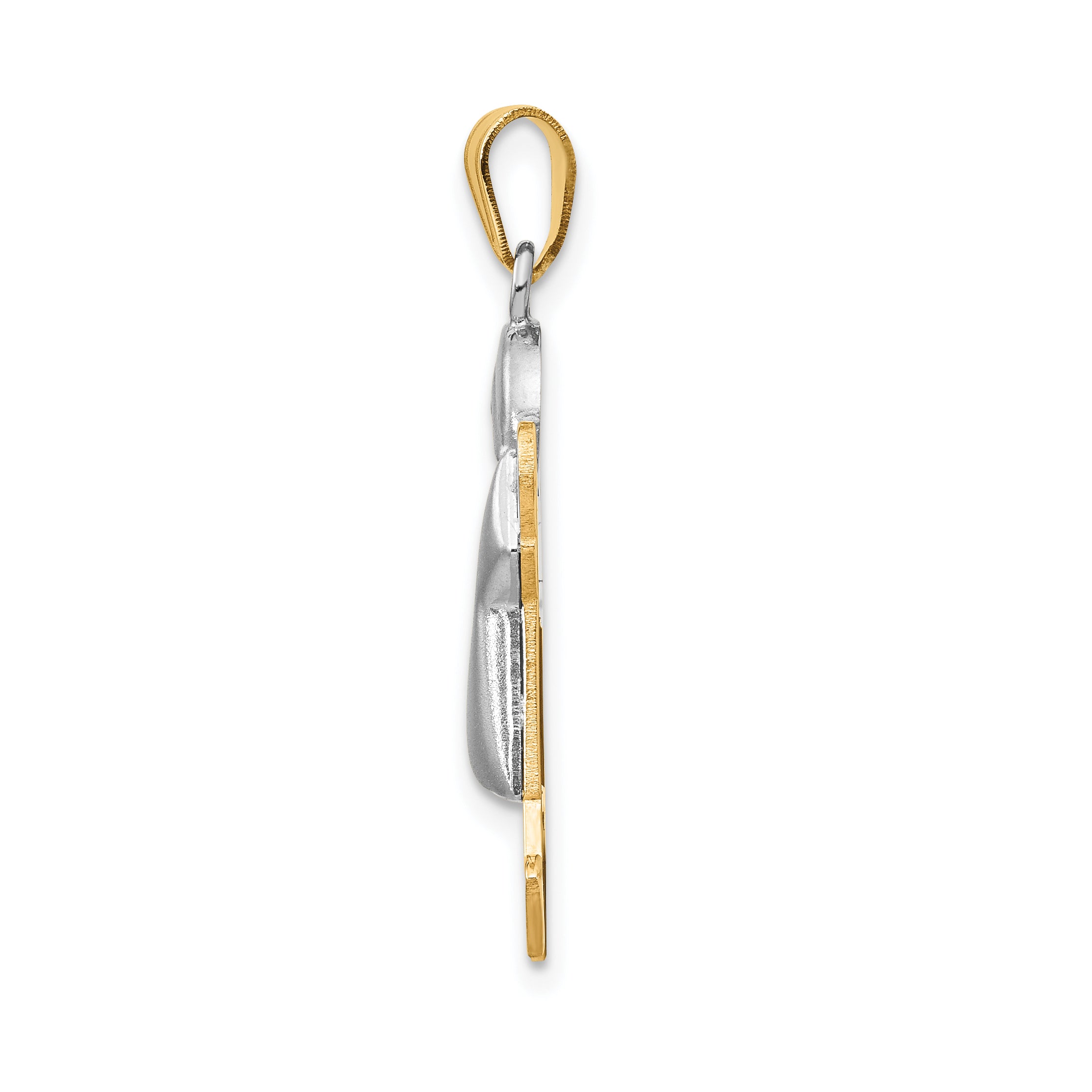 14K Two-Tone Puffed Boy with Hat on Right Engravable Charm Secondary image