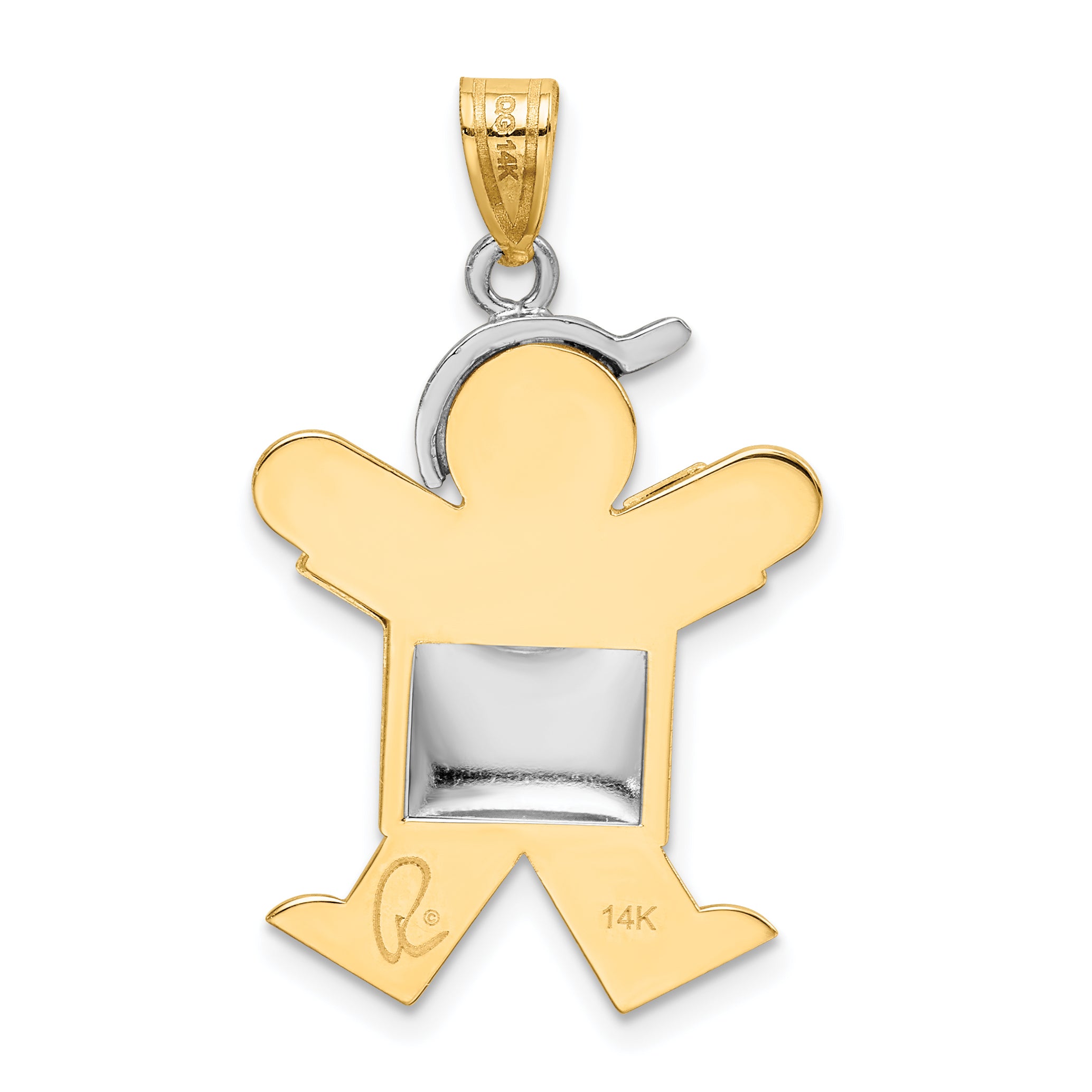 14K Two-Tone Puffed Boy with Hat on Right Engravable Charm