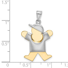 14K Two-Tone Puffed Boy with Hat on Right Engravable Charm