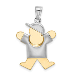 14k Two-Tone Puffed Boy with Hat on Right Engravable Charm