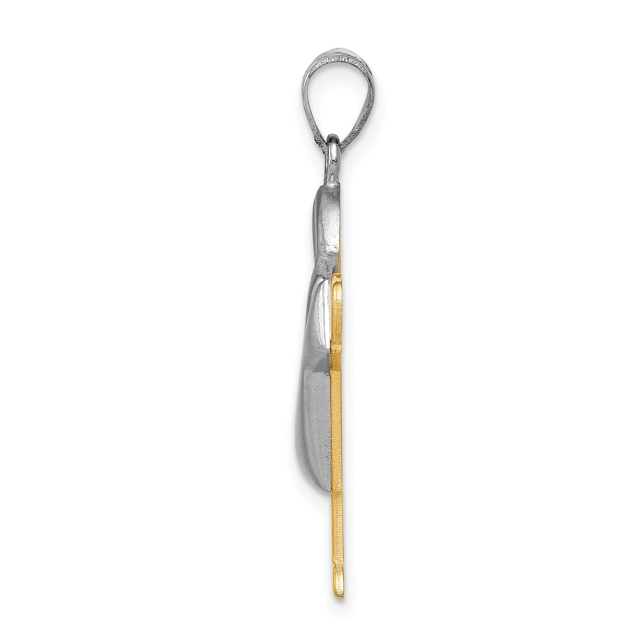 14K Two-Tone Puffed Boy with Hat on Right Engravable Charm Secondary image