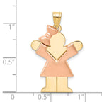 14K Two-Tone Puffed Girl with Bow on Left Engravable Charm