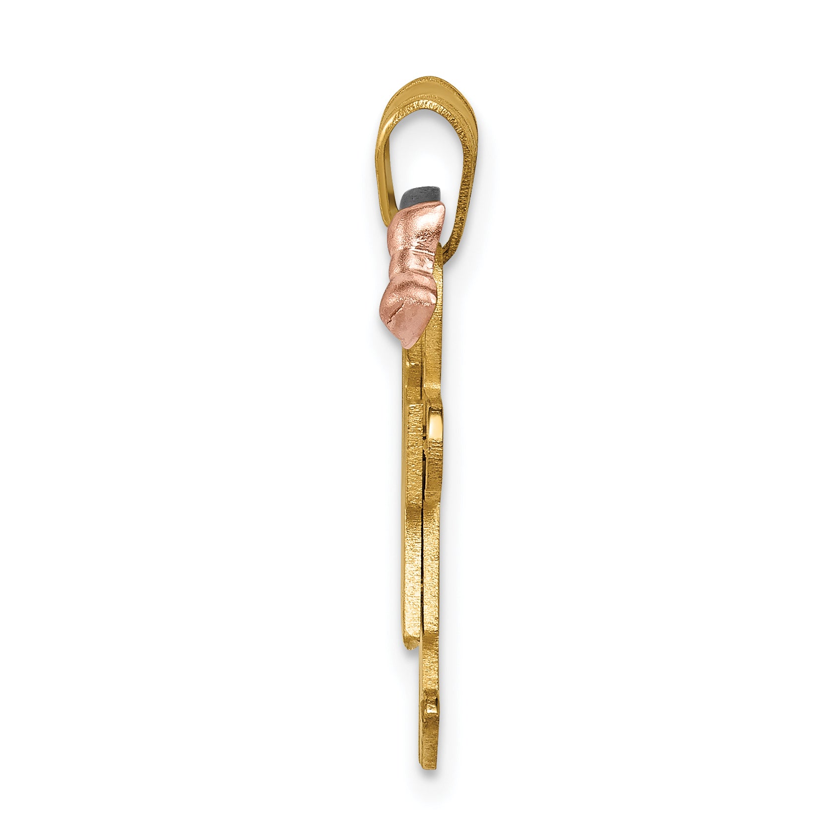 14K Tri-Color Small Boy on Left and Girl on Right Engravable Charm Secondary image