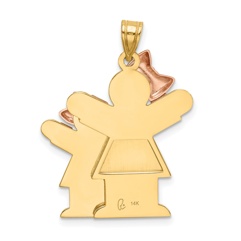 14K Two-Tone Big Girl and Little Girl Engravable Charm