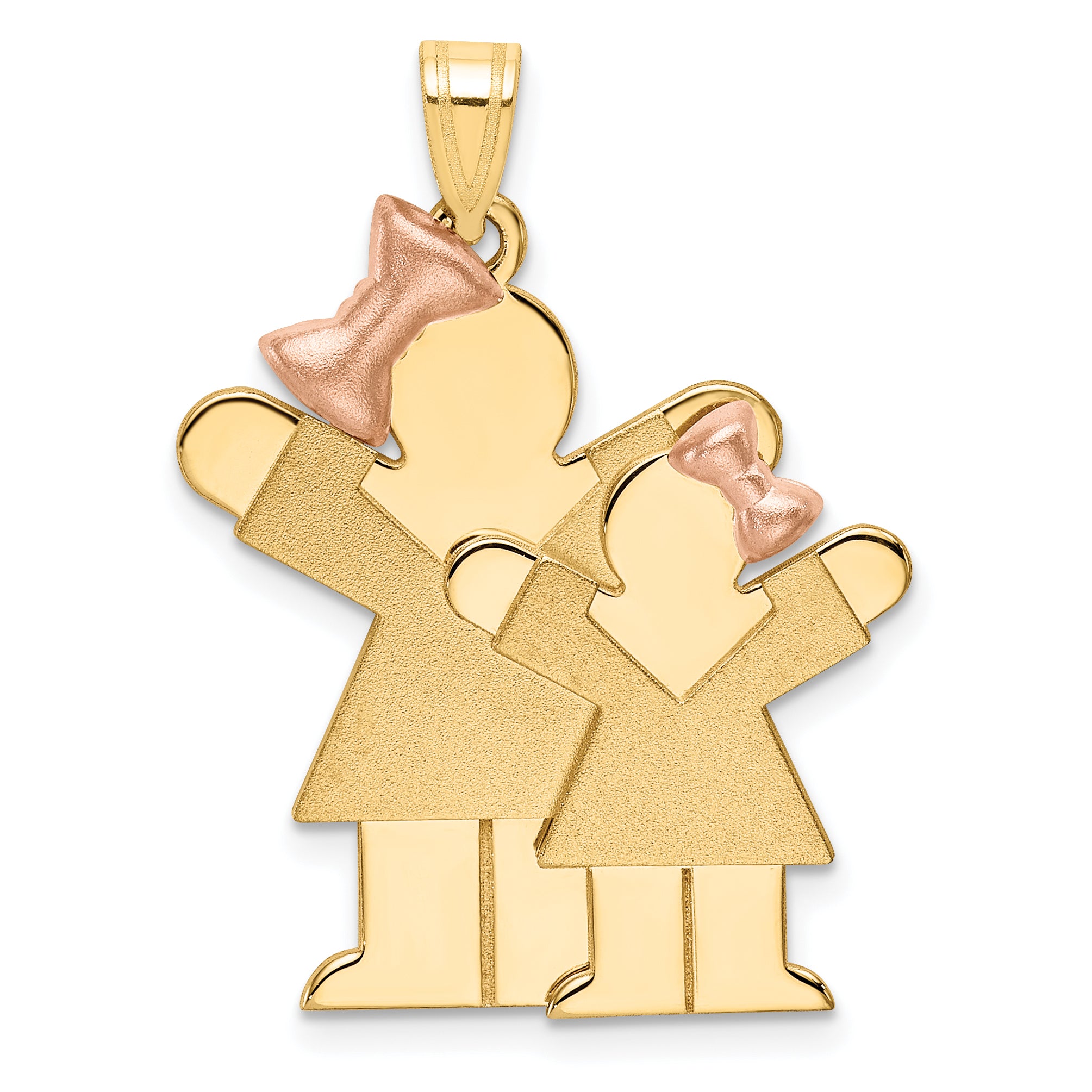 14k Two-Tone Big Girl and Little Girl Engravable Charm Main image