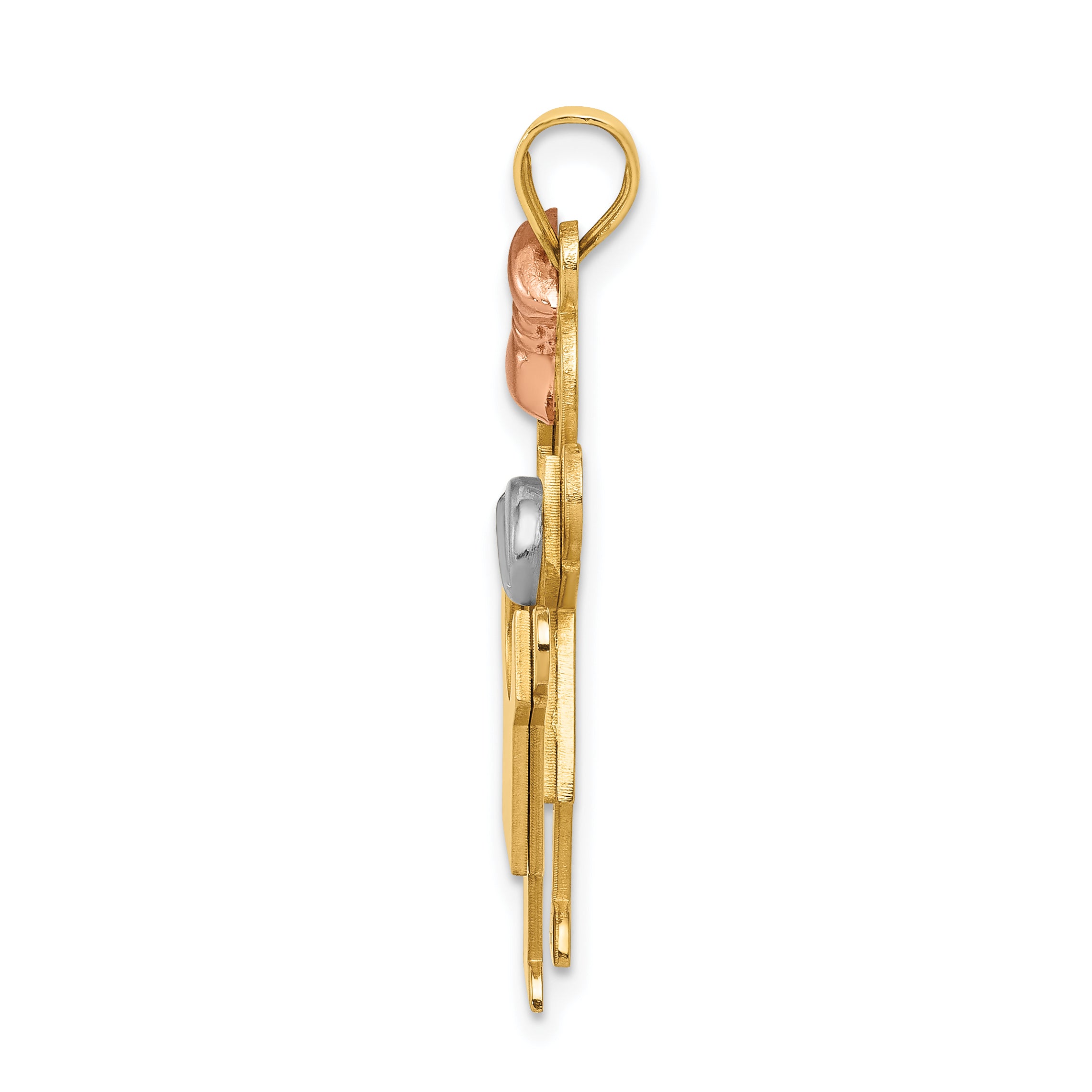 14K Tri-Color Big Girl and Little Boy Engravable Charm Secondary image