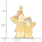 14K Tri-Color Big Girl and Little Boy Engravable Charm