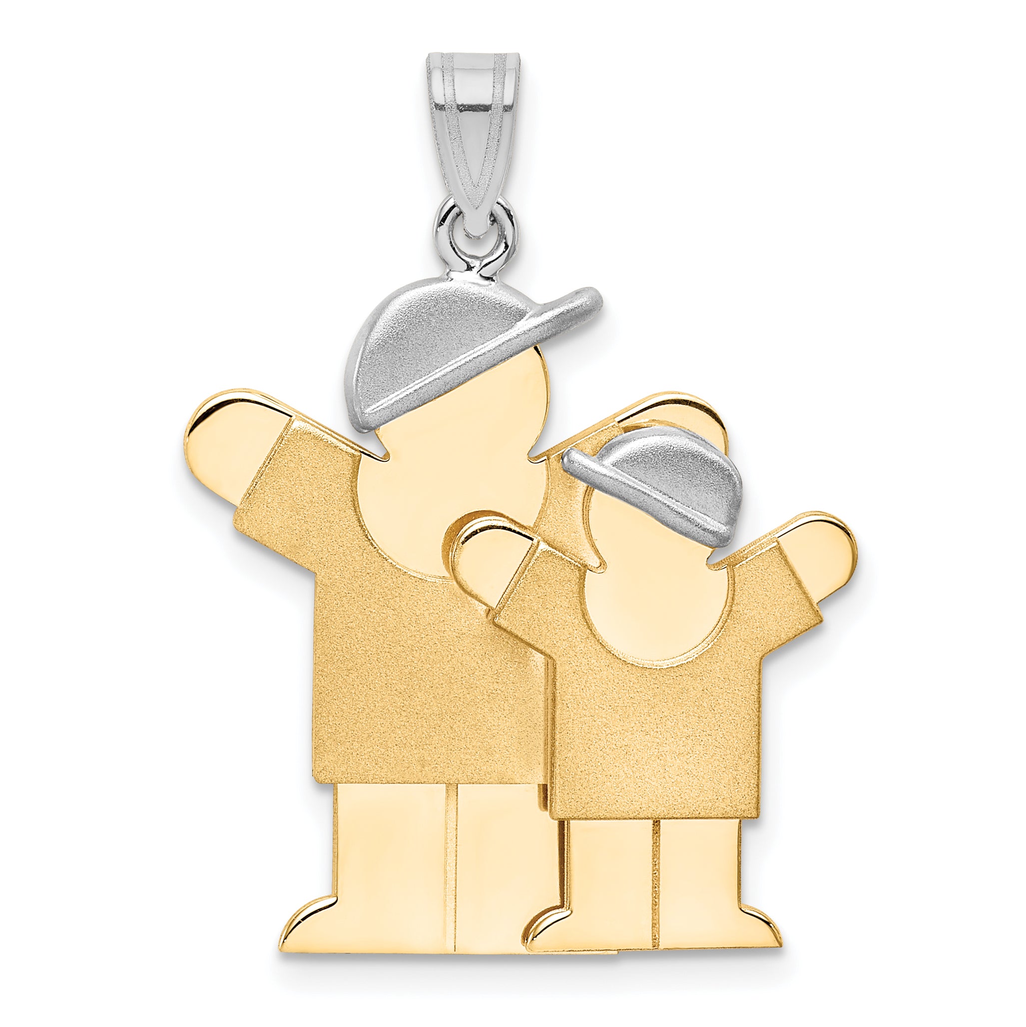 14k Two-Tone Big Boy and Little Boy Engravable Charm Main image