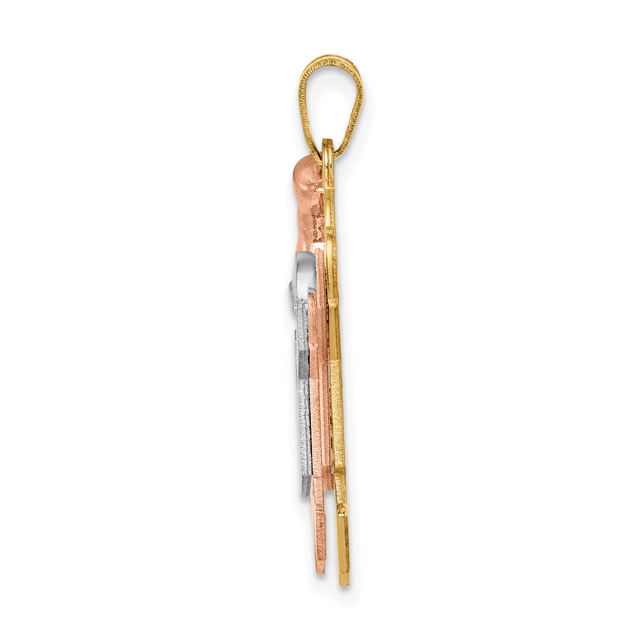 14K Tri-Color Big Girl and Little Boy Engravable Charm Secondary image