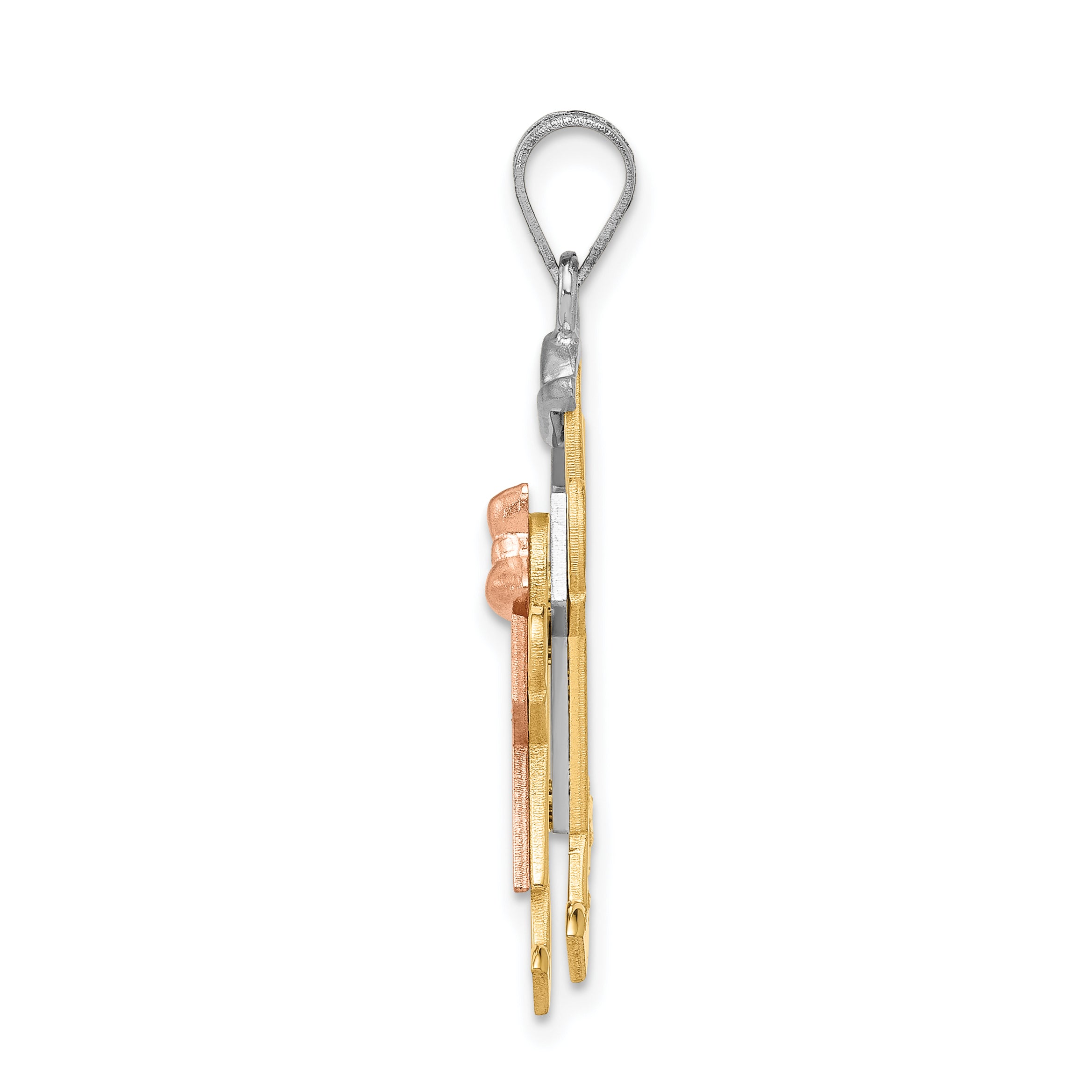 14K Tri-Color Big Boy and Little Girl Engravable Charm Secondary image