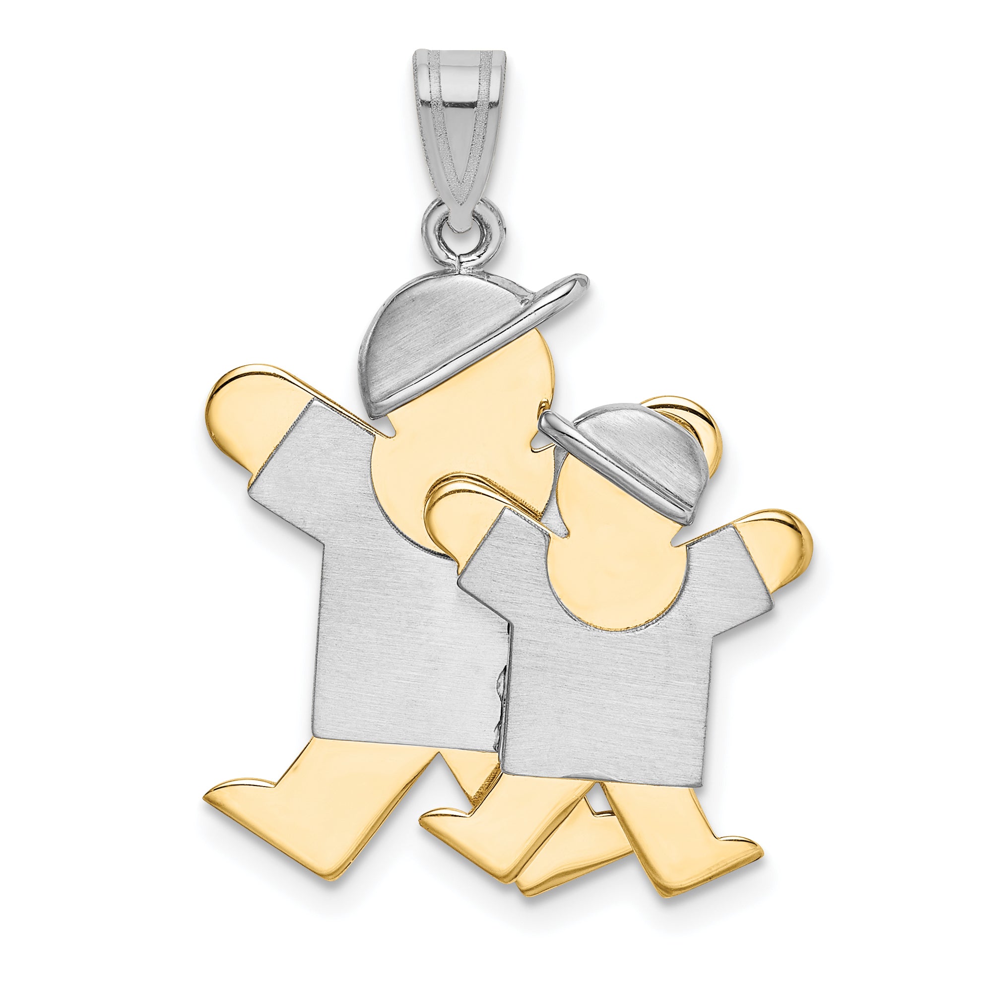 14k Two-Tone Big Boy and Little Boy Engravable Charm Main image