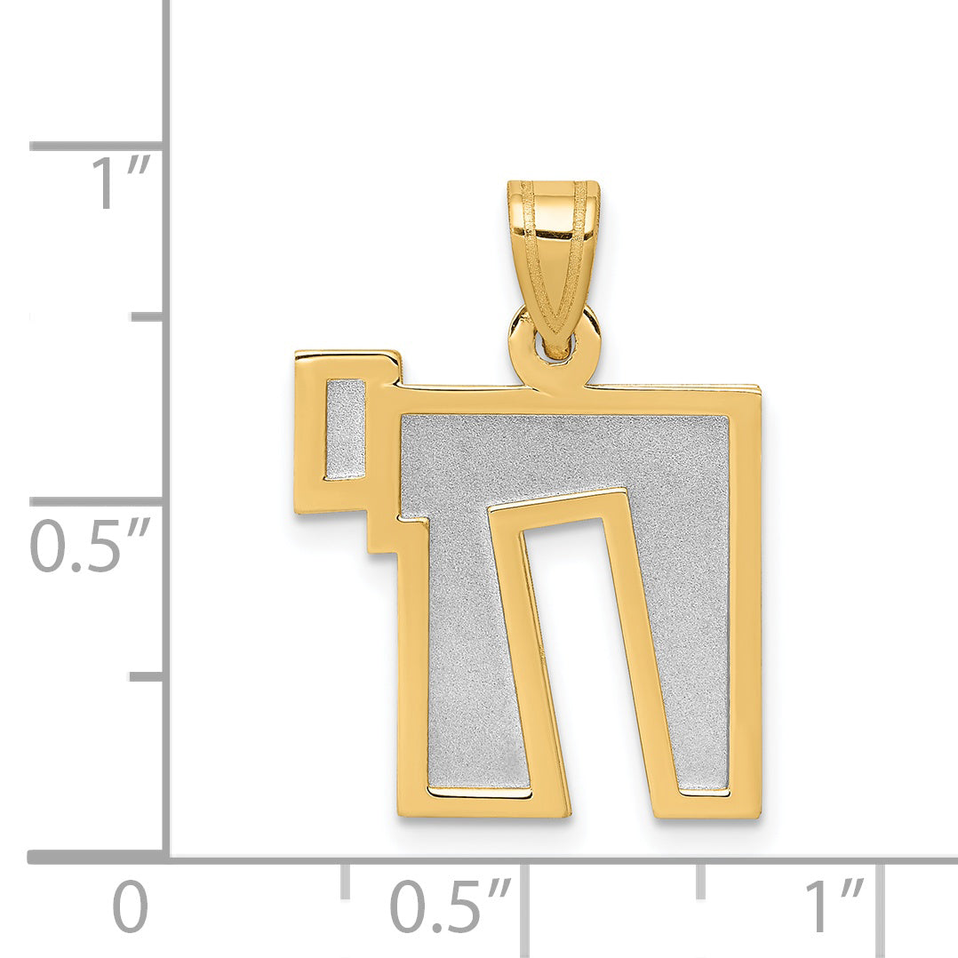14K Two-Tone Solid Satin Chai Charm