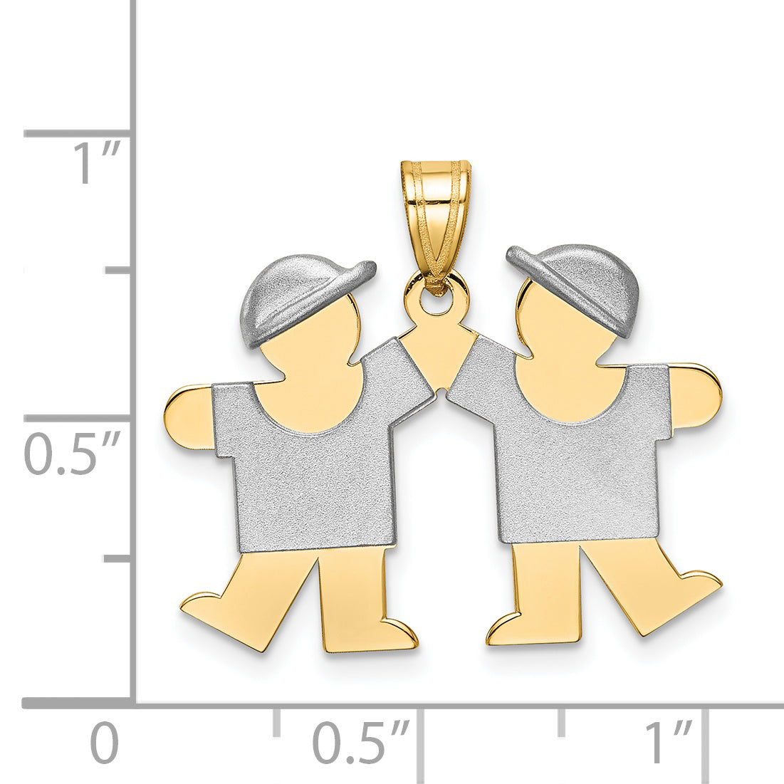 14K Two-Tone Small Double Boys Engravable Charm Secondary image