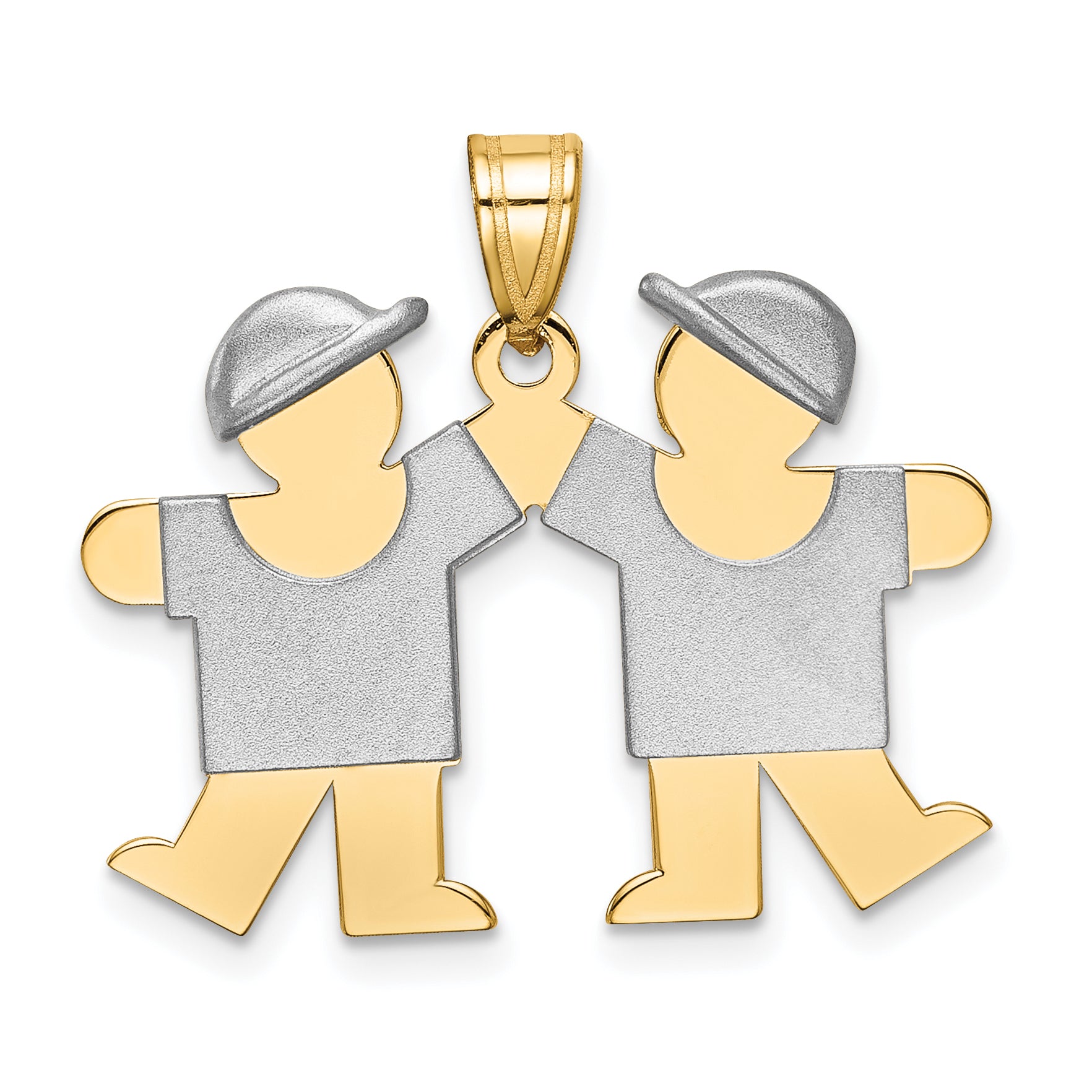 14k Two-Tone Small Double Boys Engravable Charm Main image