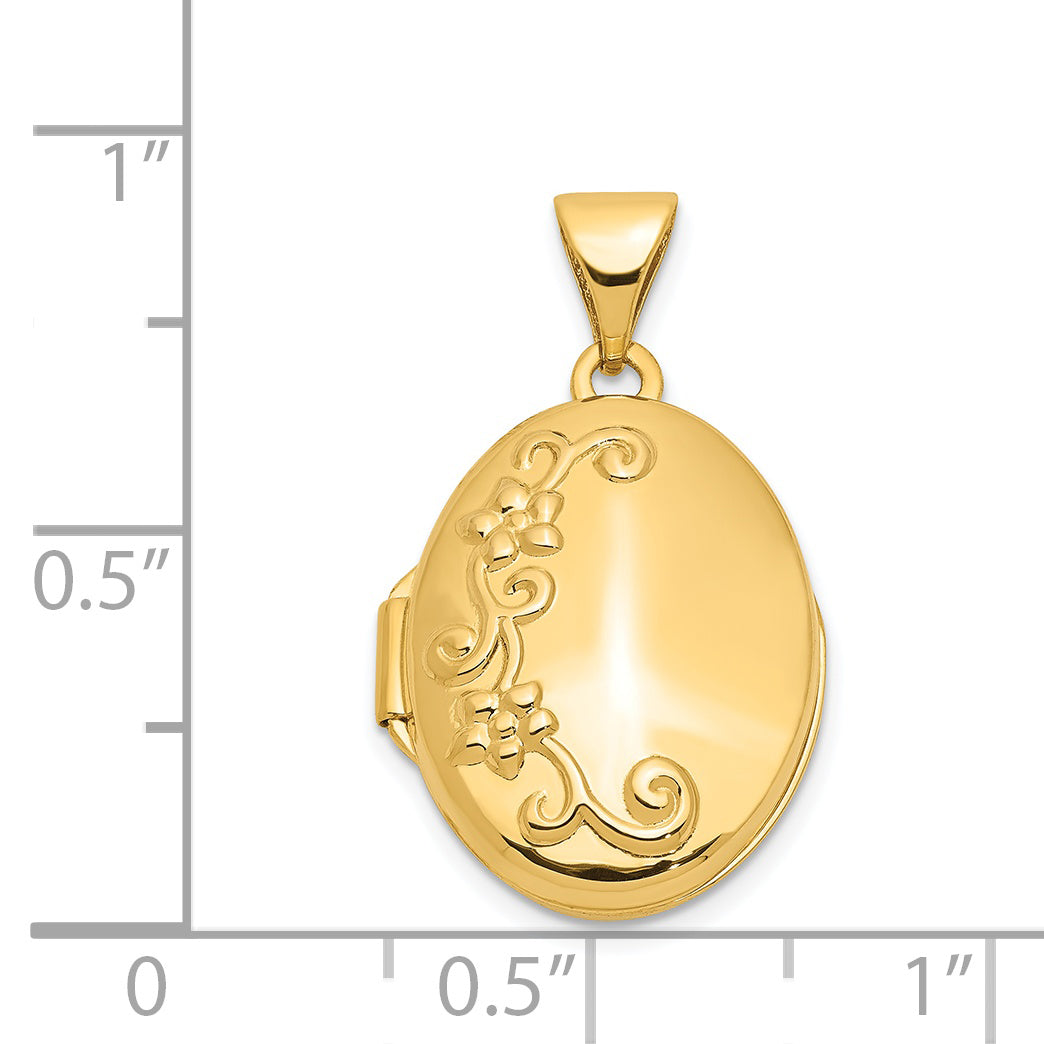 14Ky Floral Oval Locket
