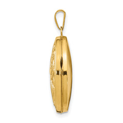 14K Domed Scroll Design Oval Locket