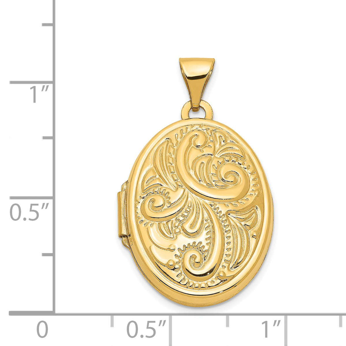 14K Domed Scroll Design Oval Locket