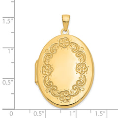 14K Yellow Gold Floral Oval Locket