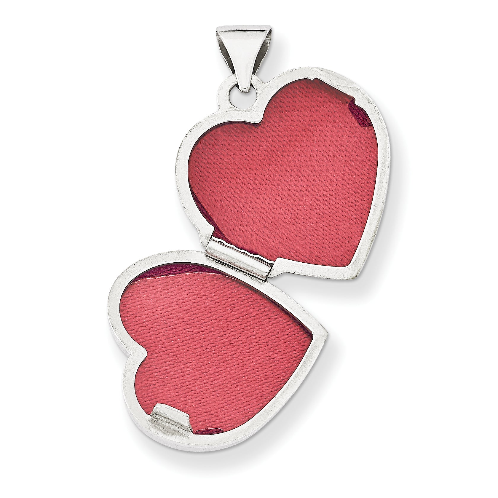 14K White Gold Double Heart Locket
