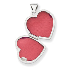 14K White Gold Double Heart Locket