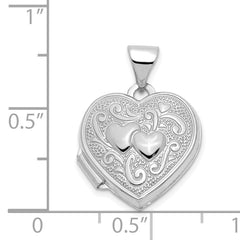 14K White Gold Double Heart Locket