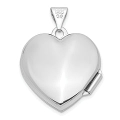 14K White Gold Domed Heart Locket