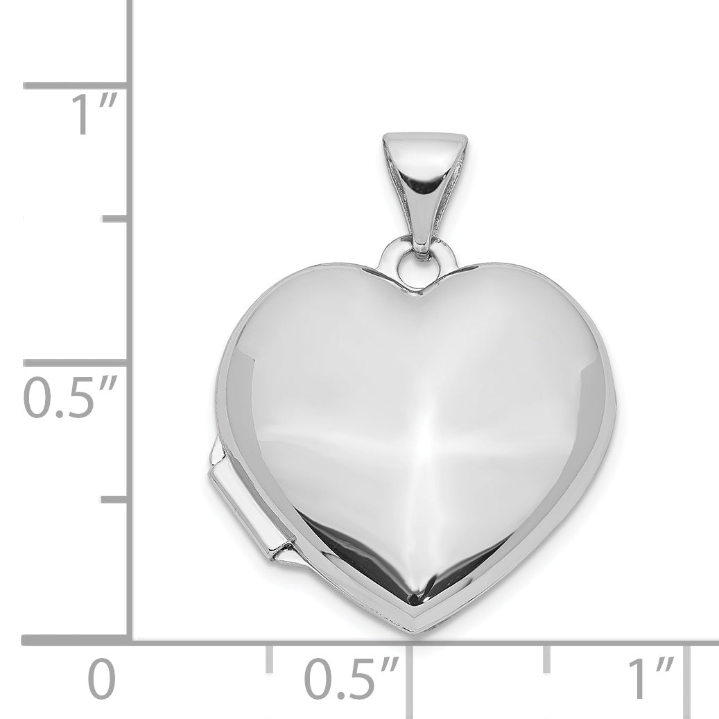 14K White Gold Domed Heart Locket