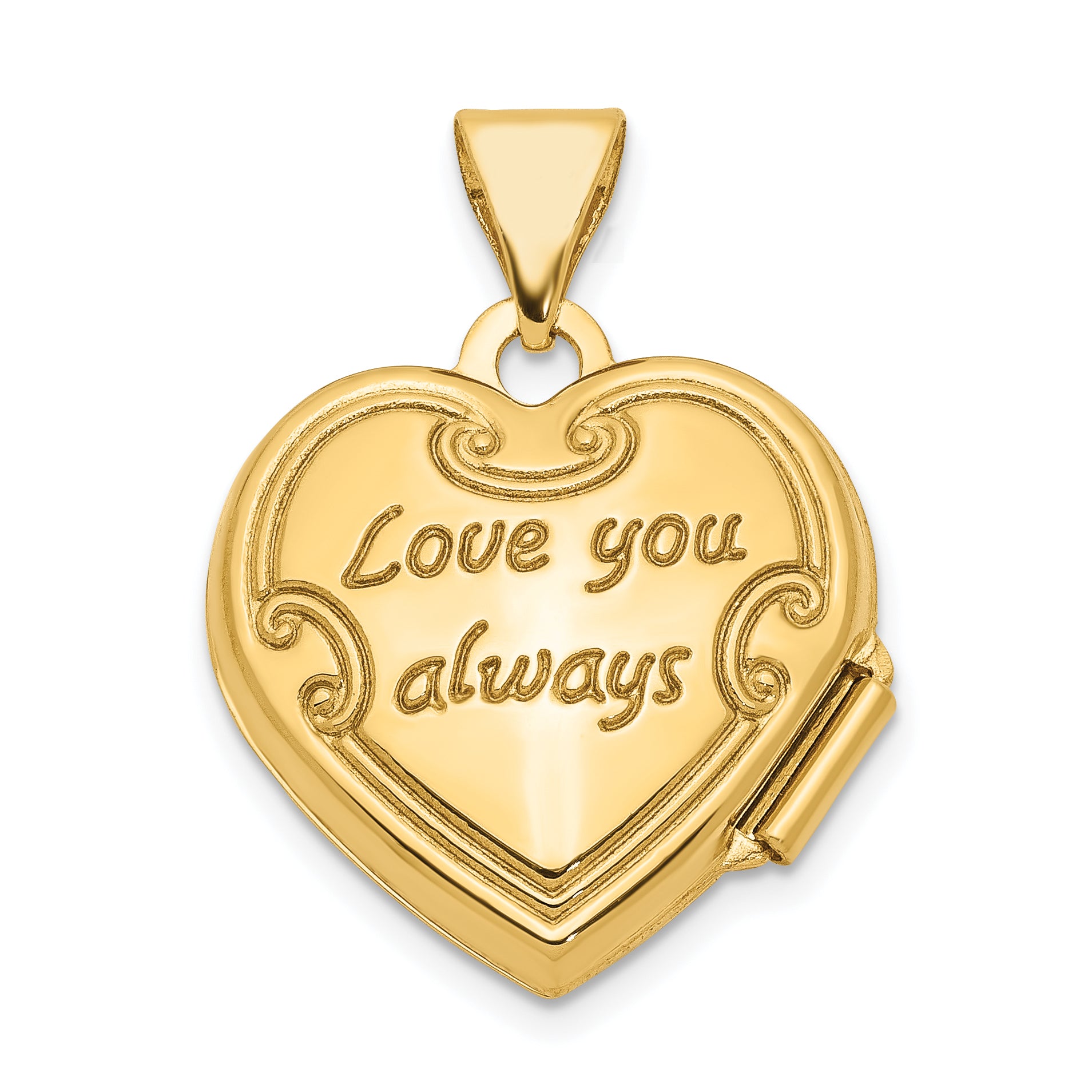 14K Reversible Floral Love You Always Heart Locket