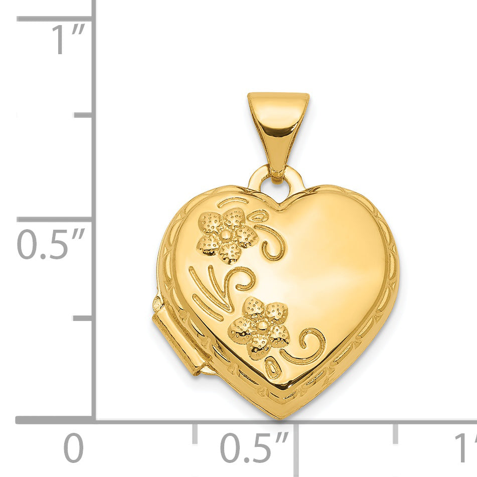 14K Reversible Floral Love You Always Heart Locket