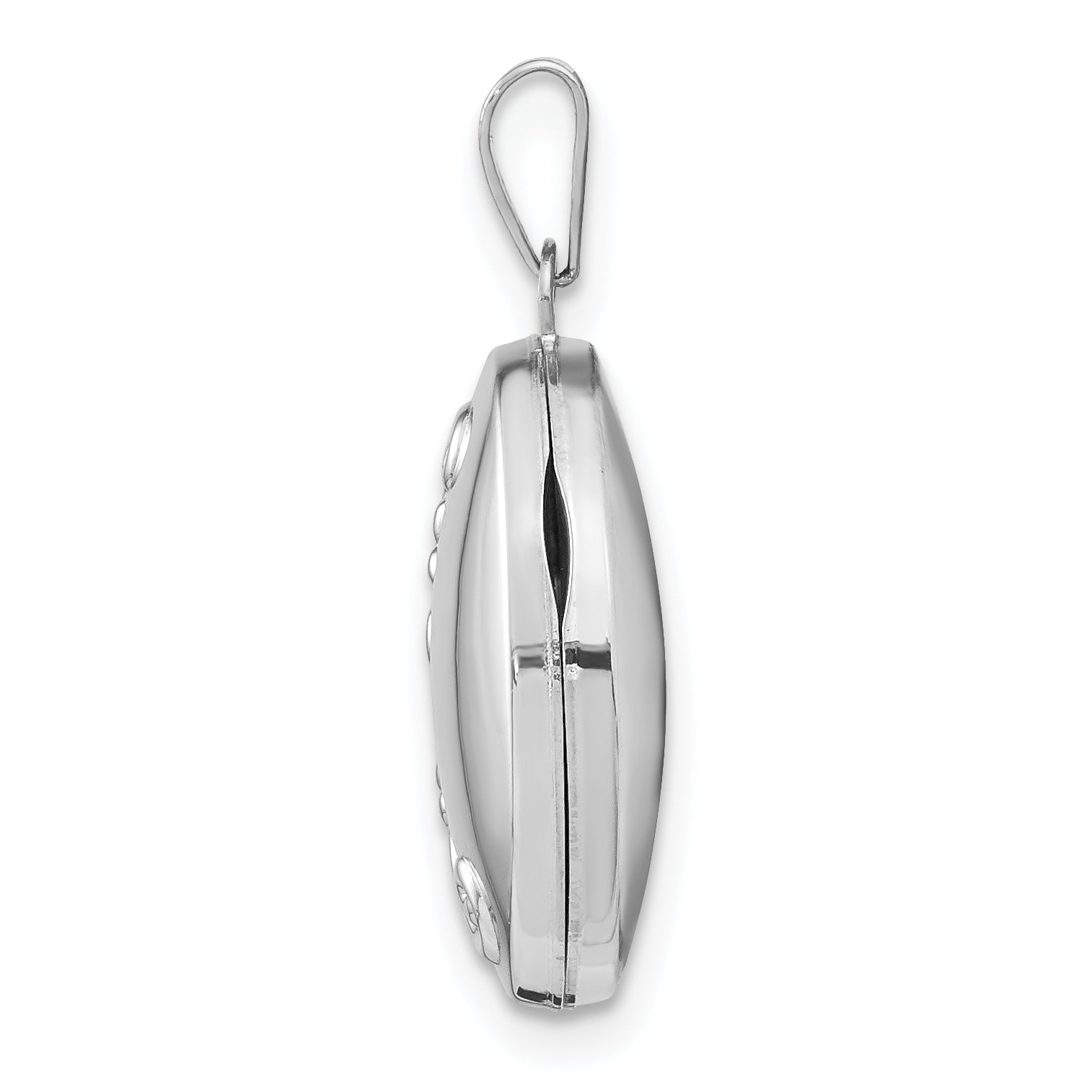 14K White Gold Floral Oval Locket