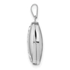 14K White Gold Floral Oval Locket