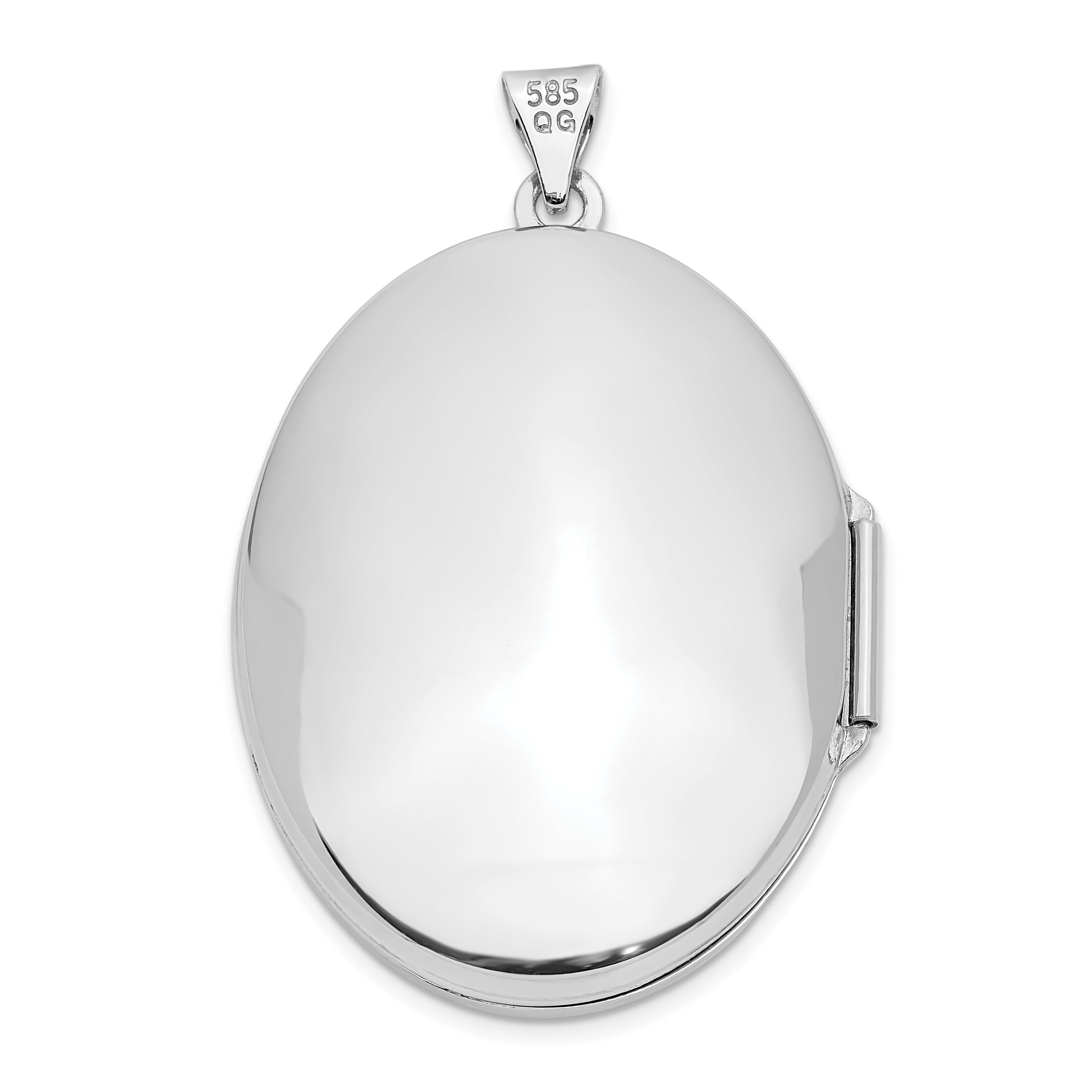 14K White Gold Floral Oval Locket
