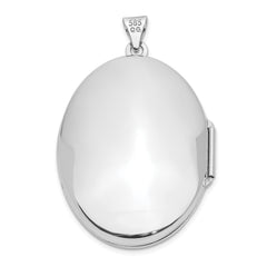 14K White Gold Floral Oval Locket