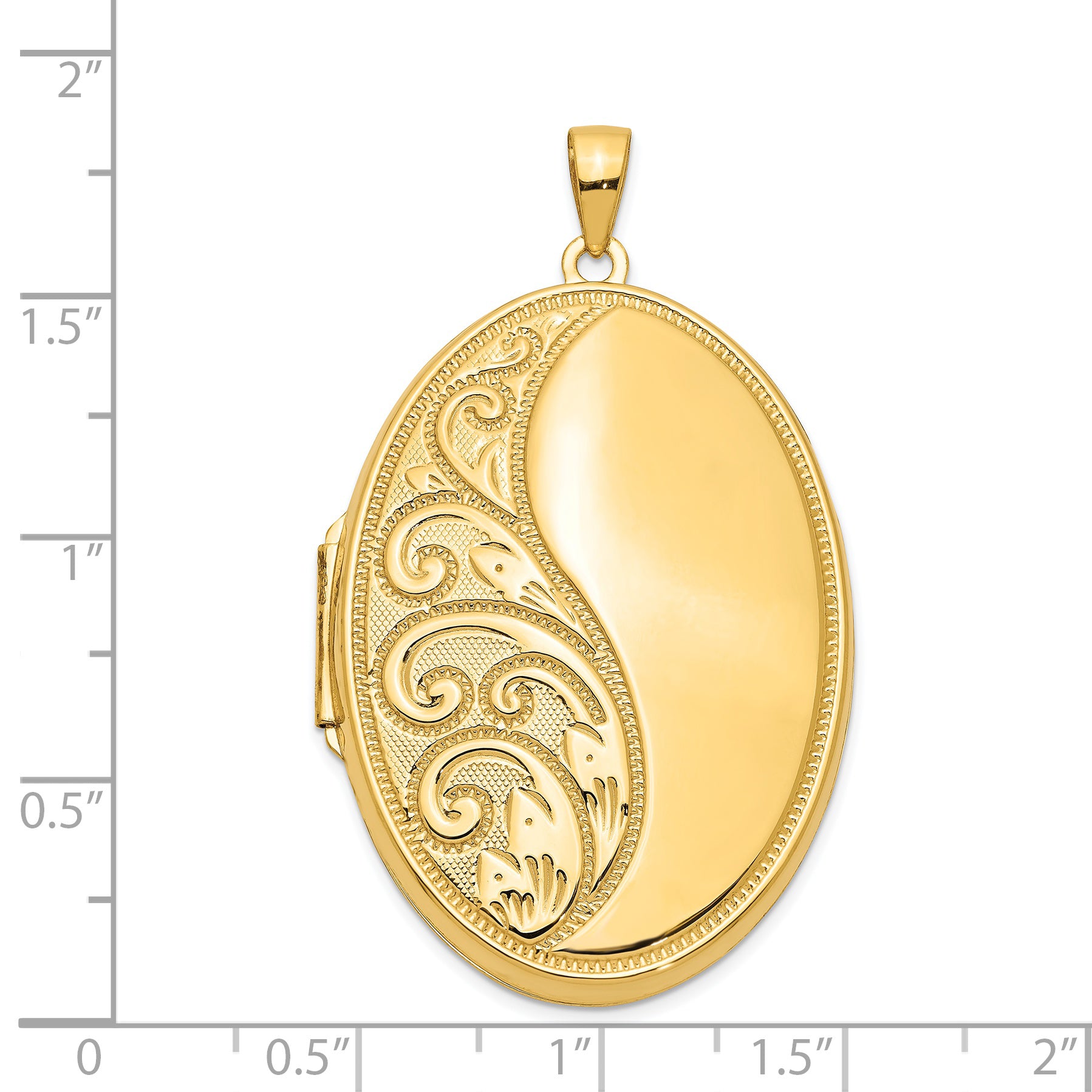 14K Oval Heavy Weight Half Scroll Locket