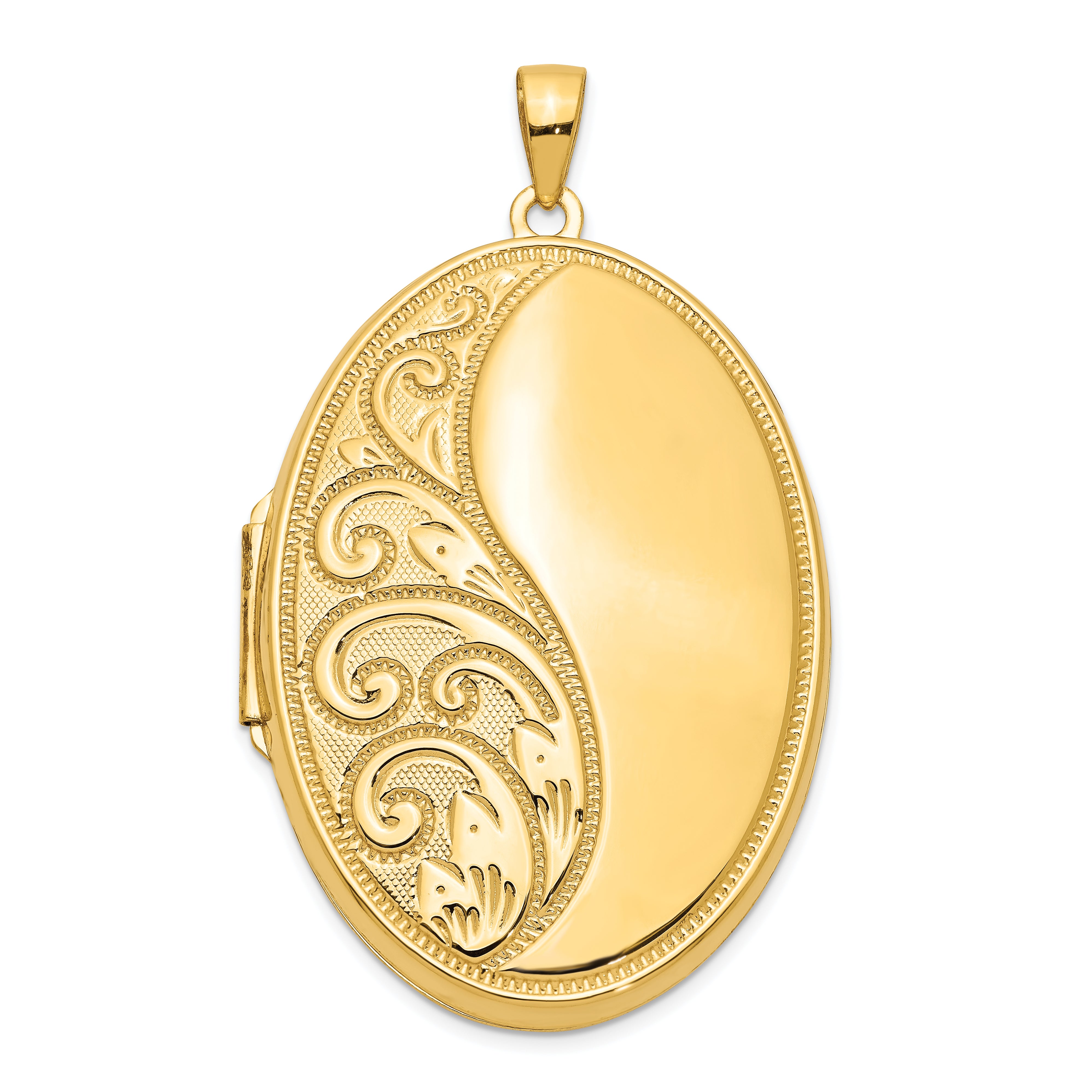 14k Oval Heavy Weight Half Scroll Locket