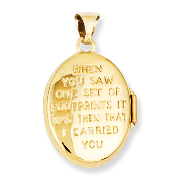 14K Yellow Gold White Rhodium-plated Footprints Locket