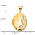 14K Yellow Gold White Rhodium-plated Footprints Locket