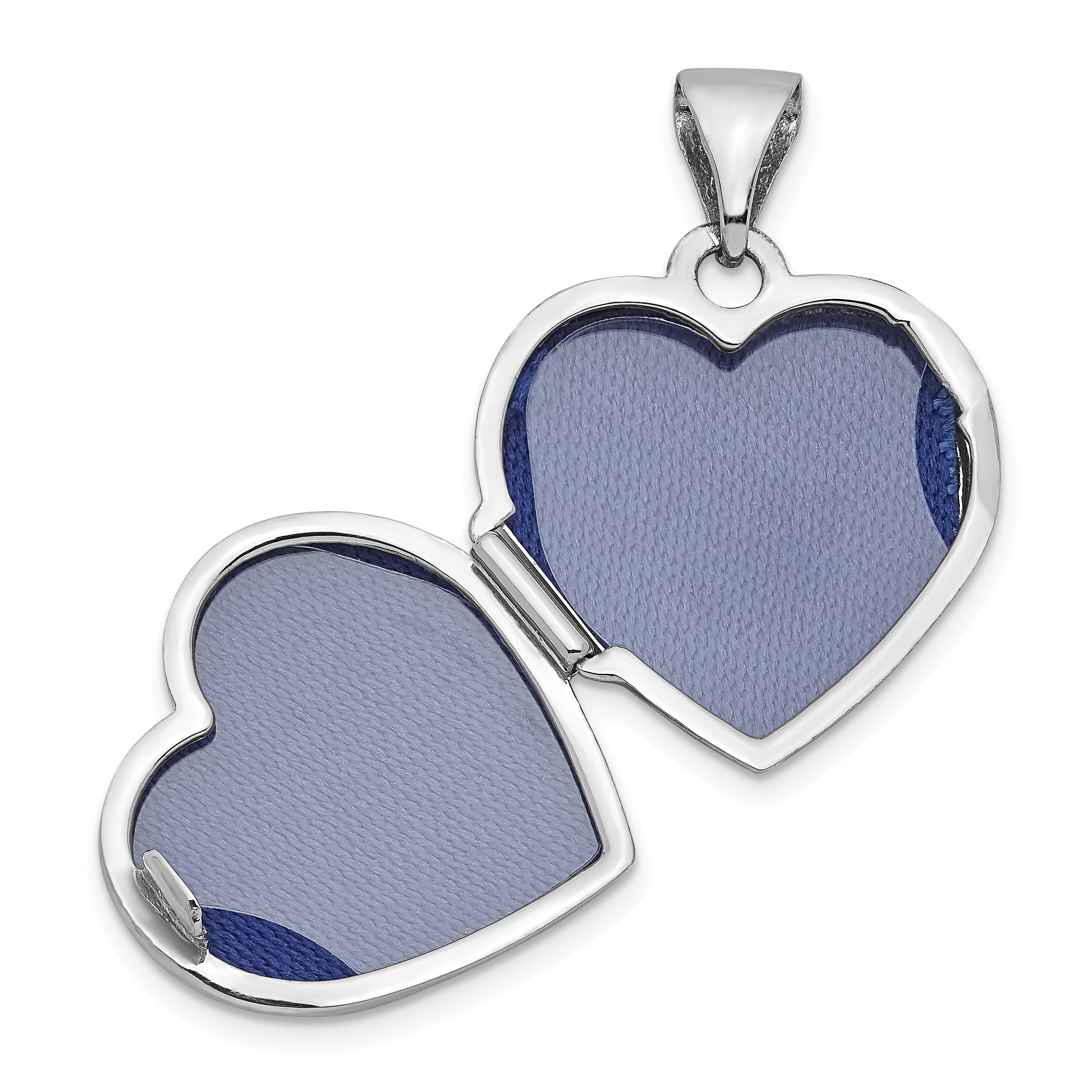 14K White Gold Polished Reversible Floral Heart Locket