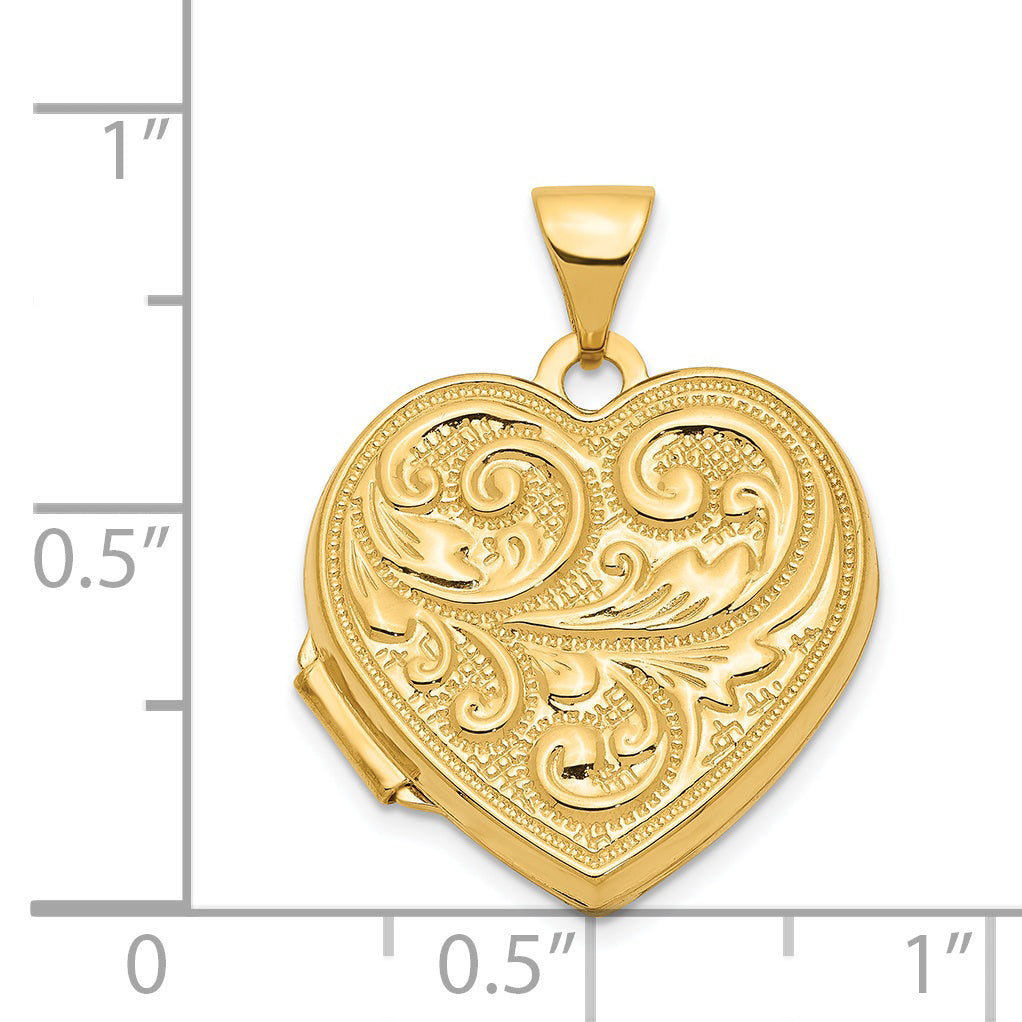 14K Scrolled LOVE YOU ALWAYS Heart Locket