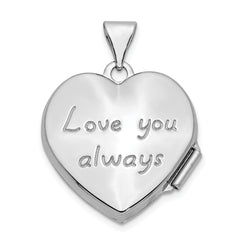 14K White Gold Scrolled Love You Always Heart Locket